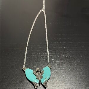 Silver and Blue Butterfly Pendant Necklace